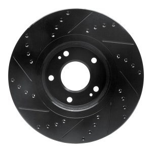 Hyundai XG350 Brake Rotor (1) - Front Right - R1 Concepts - Drilled & Slotted - Black - `04-`11